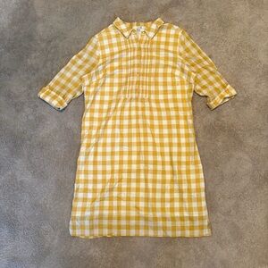 Boden Yellow Checkered Midi Dress
